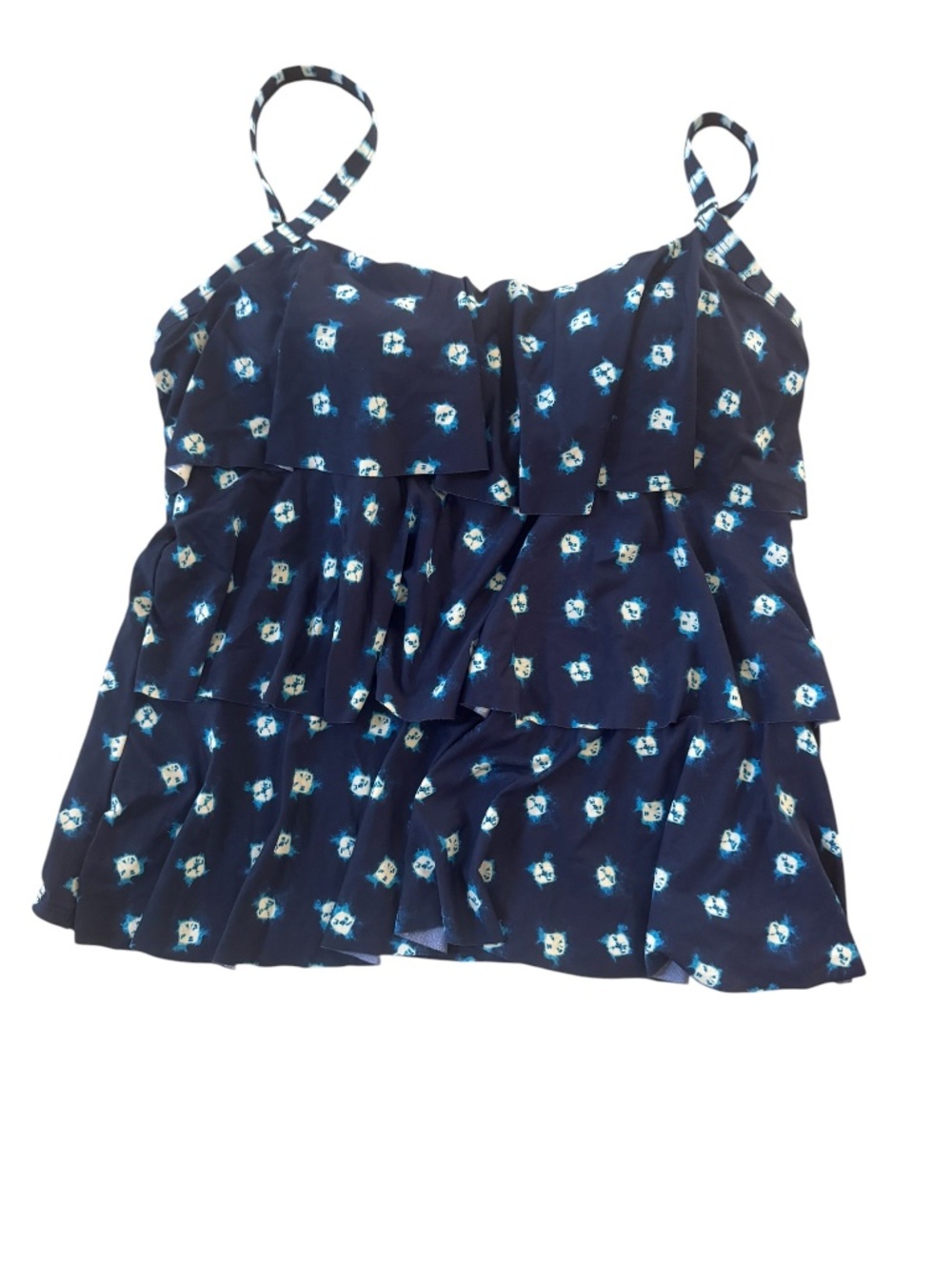 Beach House Floral Tiered Ruffle Tankini Top Size 12 - Picture 2 of 8